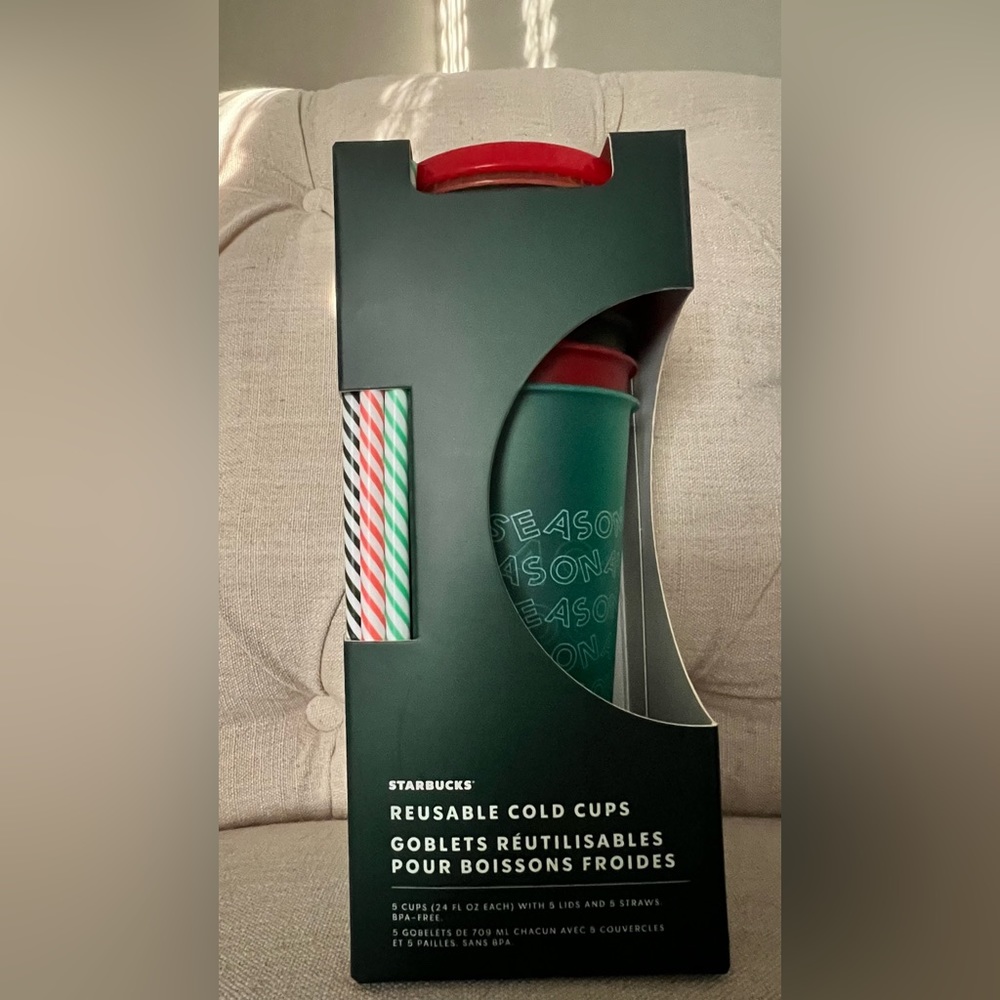 Starbucks Limited Edition 2019 Holiday Reuseable Cold Cup Gift Set 5 24oz cups